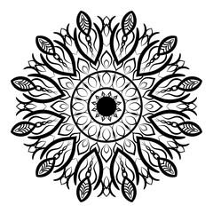 Mehndi henna Indian mandala flower for tatoo, doodle mandala hand drawing zentangle mandala elements
