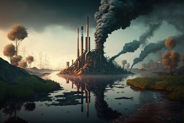 Ecology pollution concept. Ai. Ecological problem