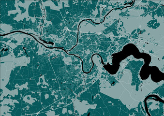 map of the city of Kaunas, Lithuania
