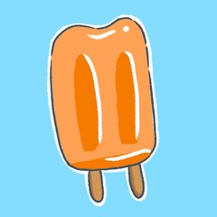 Orange Ice Cream Hand Drawing Clipart