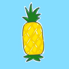 Whole Pineapple Hand Drawing Clipart
