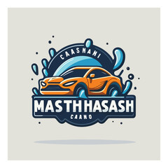 logo for car wash company, flat color, vector