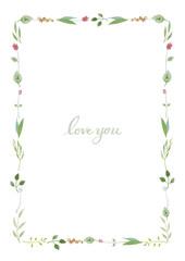 수채화 일러스트의 장미꽃 프레임 