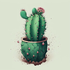 Cactus tattoo inspiration idea. Vector illustration. Generative AI