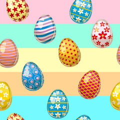 Happy Easter seamless pattern eggs festive background