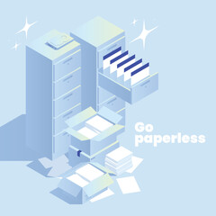 Go Paperless Isometric Concept