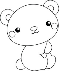 Obraz na płótnie Canvas a vector of a cute bear in black and white coloring 