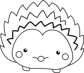 a vector of a cute hedgehog in black and white coloring
