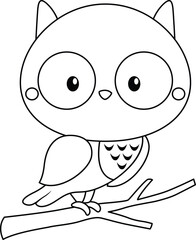 a vector of a cute owl in black and white coloring