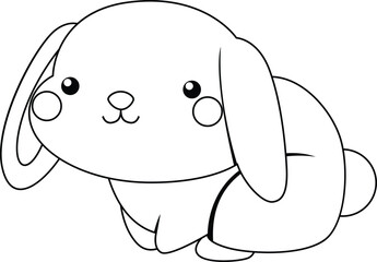 a vector of a cute rabbit in black and white coloring