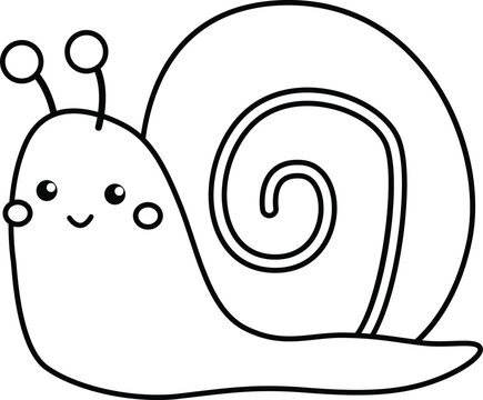 a vector of a cute snail in black and white coloring