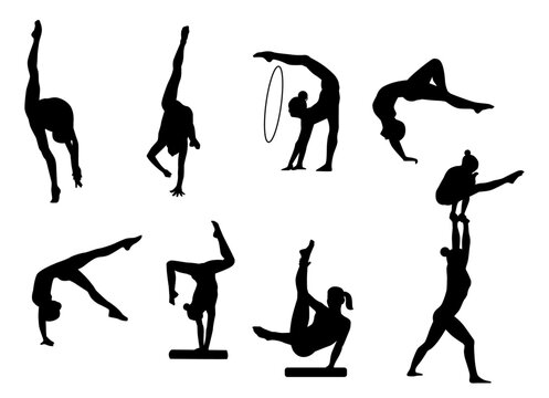  flat design gymnast silhouette