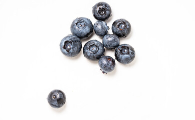 Blueberry fruit in close-up. Ripe fruit, blueberry berries isolated. Background with fruits.