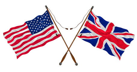 National flag of United Kingdom and United States of America. Background for designers