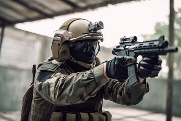 Fototapeta premium Special Forces Soldier: Combat Fortune Soldier. Photo generative AI