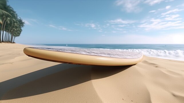 Beach summer tropical travel spot surfing board background ai generated