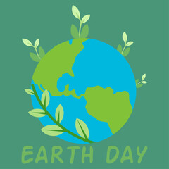 Happy earth day. Vector illustration of international mother earth day. Design for earth day celebration or environmental concerns. Green world of nature. Save the world design poster