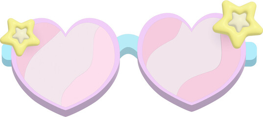Collection of cartoon glasses with cute stars and minimal geometry.