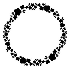 お花と植物のモノクロリース・フレーム ベクター素材