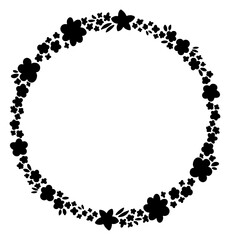 お花と植物のモノクロリース・フレーム ベクター素材