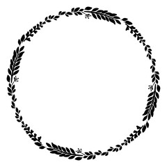 お花と植物のモノクロリース・フレーム ベクター素材