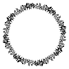 お花と植物のモノクロリース・フレーム ベクター素材