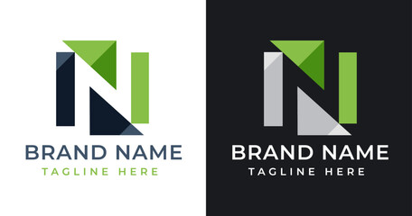 Letter initial N logo design template with square shape design vector illustration