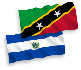 Flags of Federation of Saint Christopher and Nevis and Republic of El Salvador on a white background