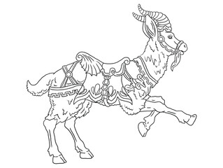 This beautifully designed goat illustration is perfect for coloring book lovers of all ages. With intricate patterns and smooth lines, it's a great way to unwind and spark your imagination.