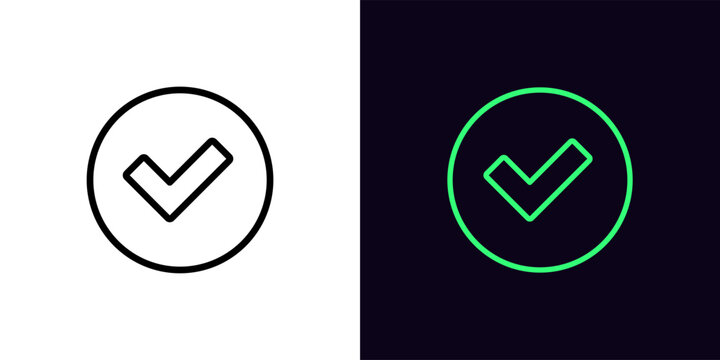 Outline check tick icon, with editable stroke. Checkmark sign, tick approve pictogram. Correct and true select, confirmation check mark, verification tick, right choice.
