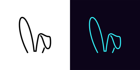 Outline bunny ears icon, with editable stroke. Rabbit ears silhouette, Easter hare pictogram. Cute bunny ears headband for Easter, rabbit costume mask, festive decoration for head.