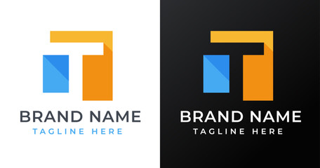 Letter initial T logo design template with square shape design vector illustration - obrazy, fototapety, plakaty
