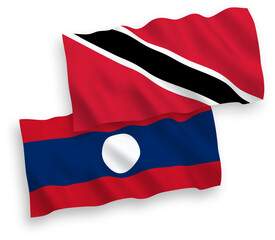 Flags of Republic of Trinidad and Tobago and Laos on a white background