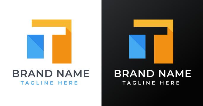 Letter initial T logo design template with square shape design vector illustration