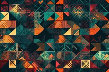 vibrant and diverse pattern with a variety of shapes and colors. Generative AI