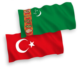 Flags of Turkey and Turkmenistan on a white background