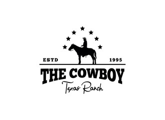 Vintage Cowboy texas rodeo style logo design