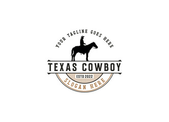 Vintage Cowboy texas rodeo style logo design