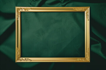 Golden frame on green background. Created with Generative AI Technology