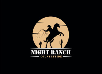 Vintage Cowboy texas rodeo style logo design