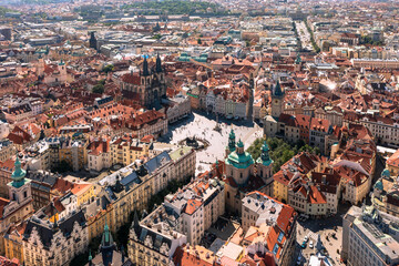 Aerial of Old Town Square, Prague Czech Republic 
