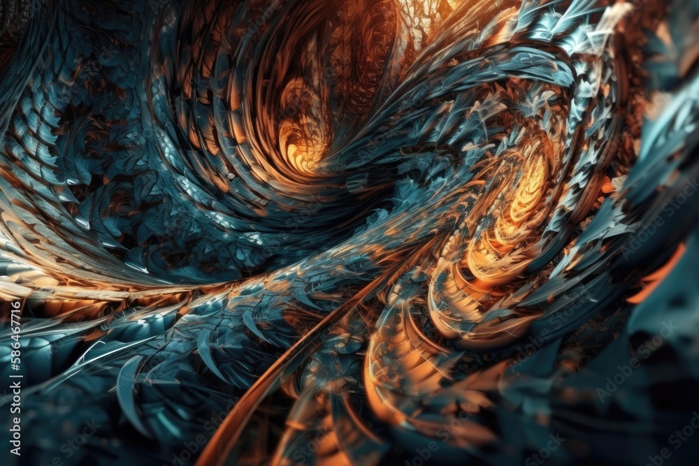 Poster colorful spiral design created using computer graphics. generative ai