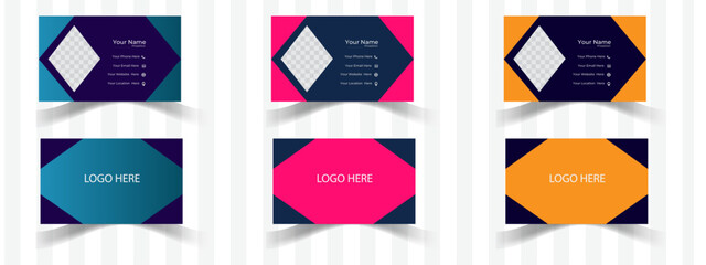 Modern and simple business card design, Double-sided creative business card vector design template, Modern business card print templates,  Horizontal layout,  Vector illustration.