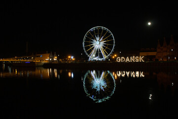 Gdańsk nocą, starówka - obrazy, fototapety, plakaty