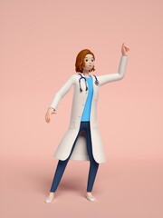 3D rendering of young women doctors