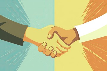 A business handshake to seal the deal. Generative AI