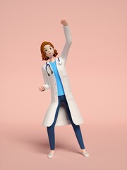 3D rendering of young women doctors