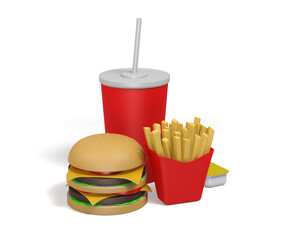 fast food junk food menu hamburger cheeseburger fries soda
