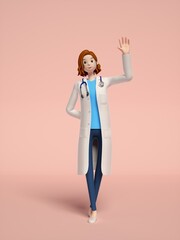 3D rendering of young women doctors