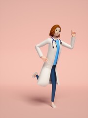 3D rendering of young women doctors